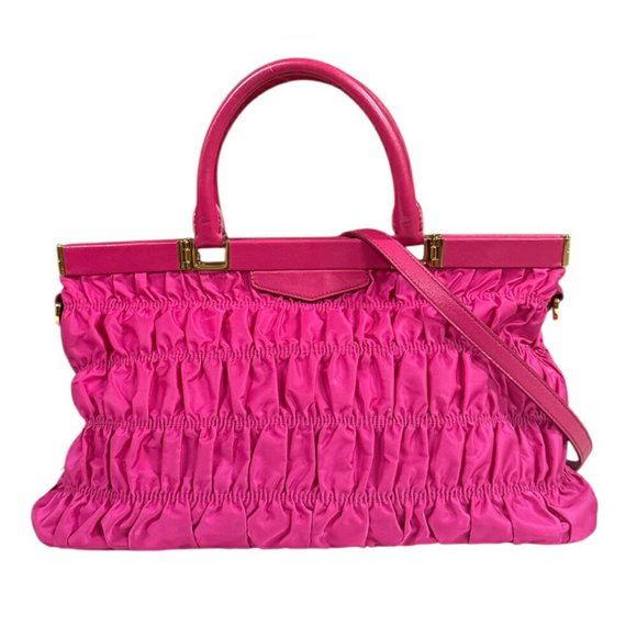 Prada gathered bag shoulder bag, nylon, B2803Z, pink, women's, PRADA 2-way - Picture 1 of 15